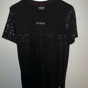 Guess Black Gold Logo T Shirt